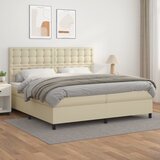  s oprugama i madracem krem 200x200 cm od umjetne kože | shoptok.hr