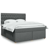 vidaXL Box spring postelja z vzmetnico temno siva 180x200 cm blago | Shoptok.si