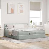 vidaXL Otomanska postelja z ležiščem svetlo siva 160x200 cm žametna | Shoptok.si