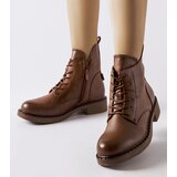 Gemre Brown asymmetrical flat ankle boots Solza | Shoptok.si