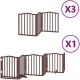 vidaXL Ograda za pse z vrati zložljiva 15 panelov rjava 750 cm les | Shoptok.si