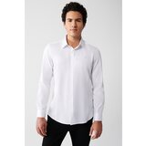 Avva Men's White 100% Cotton Classic Collar Slim Fit Slim Fit Satin Shirt Cene