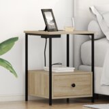 vidaXL Noćni ormarić s punjačem sonoma hrast Konstruirano drvo | shoptok.hr