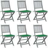  Sklopive stolice 6 kom s jastucima od punog bagremovog drveta Zelena | shoptok.hr