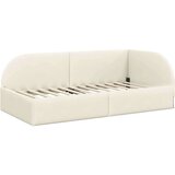 VidaXL Kotna postelja z vzglavjem krema 90 cm x 190 cm blago Slike