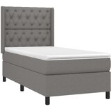  Box spring postelja z vzmetnico temno siva 80x200 cm blago, (20791024) | Shoptok.si