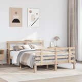 vidaXL Posteljni okvir z vzglavjem 150x200 cm trdna borovina | Shoptok.si