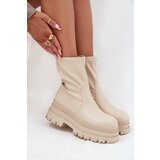 Boto Boots On Massive Platform Eco Leather Beige Kylira | shoptok.hr