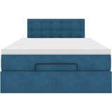 vidaXL Otomanski posteljni okvir z vzmetnico moder 120x190 cm žamet | Shoptok.si