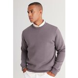 AC&Co / Altınyıldız Classics Men's Dark Gray Standard Fit Regular Cut Fleece 3 Thread Crew Neck Sweatshirt Cene