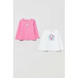 OVS Pamučna majica dugih rukava za bebe 2-pack boja: ružičasta