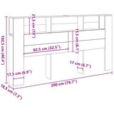  Uzglavlje s ormarićem boja hrasta 200x18,5x102,5 cm drveni | Eponuda.com