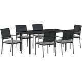  Vrtni set za objed 7 pcs Crna i svijetlo siva PE ratan | shoptok.hr