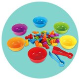  Montessori igrača ColorClash - Domače živali (36 figuric, 6 posodic, 2 pinceti) | Shoptok.si
