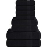 vidaXL Komplet brisač 8-delni črna 360 gsm 100% bombaž | Shoptok.si