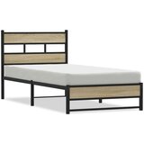 Metalni Kovinski posteljni okvir brez vzmetnice sonoma hrast 107x203 cm, (21610642) | Shoptok.si