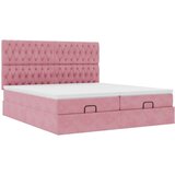  Otomanski posteljni okvir z vzmetnicami roza 160x200cm žamet, (21653329) | Shoptok.si