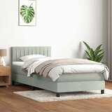 vidaXL Box spring postelja z vzmetnico svetlo siv 90x220 cm žamet | Shoptok.si