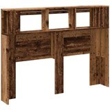 vidaXL LED posteljno vzglavje starinski les 140x18,5x103,5 cm inž. les | Shoptok.si