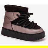 Boto Low Women's Snow Boots Insulated With Fur With Thick Lacing Black Xarina | Shoptok.si