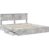  Krevet s od storage s uzglavljem Betonski sivi 200 x 200 cm | shoptok.hr