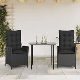 vidaXL 3-dijelni vrtni blagovaonski set s jastucima od poliratana crni | shoptok.hr