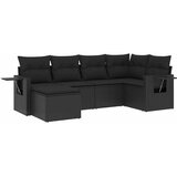 6-dijelni set vrtnih sofa s jastucima crni od poliratana | shoptok.hr