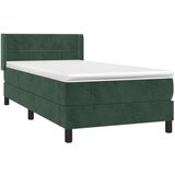 vidaXL Box spring postelja z vzmetnico temno zelena 100x200 cm žamet, (20898514) | Shoptok.si