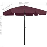 vidaXL Suncobran za plažu bordo 200 x 125 cm | shoptok.hr