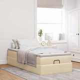  Otomanski okvir kreveta s madraca krem 80x200cm od tkanine | shoptok.hr