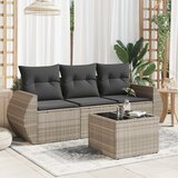 Maison Chic Seti vrtnega pohištva - Vrtna garnitura - Vrtni pohištvo set 4-delna z blazinami siv poli ratan, (21816786) | Shoptok.si