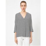 Koton Women's V-Neck Long Sleeve Plaid Blouse | Shoptok.si
