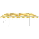 vidaXL Ročno zložljiva tenda s stebrički 5x3,5 m rumena in bela | Shoptok.si