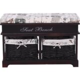 Kondela Klop z blazino, 2 košari, temno rjava/bež/vzorec, SEAT BENCH 3 | Shoptok.si