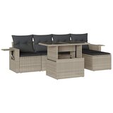 Maison Chic Seti vrtnega pohištva - Vrtna garnitura - Vrtni pohištvo set 6-delna z blazinami siv poli ratan, (21806173) | Shoptok.si