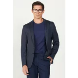 ALTINYILDIZ CLASSICS Men's Navy Blue Slim Fit Narrow Cut Mono Collar Printed Jacket