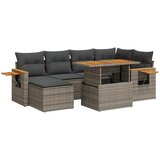Maison Chic Seti vrtnega pohištva - Vrtna garnitura - Vrtni pohištvo set z blazinami 7-delna siv ratan/akacija, (21795785) | Shoptok.si
