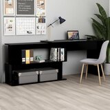 Maison Chic Kotna Pisalna miza - pisarniška miza - Računalniška miza črna 200x50x76 cm iverna plošča, (21785407) | Shoptok.si
