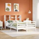 vidaXL Knjižna postelja brez vzmetnice bela 140x200 cm trdna borovina | Shoptok.si
