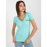 Fashion Hunters Mint ribbed blouse with decorative buttons Cene