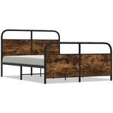 Metalni Kovinski posteljni okvir brez vzmetnice dimljen hrast 137x190cm, (21607513) | Shoptok.si