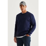AC&Co / Altınyıldız Classics Men's Navy Blue Standard Fit Normal Cut, Inner Fleece 3-Threads Crew Neck Cotton Sweatshirt. Cene
