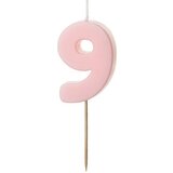 PARTY DECO svečka za rojstni dan številka 9, svetlo roza, 5,5 cm | Shoptok.si