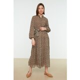 Trendyol ženska haljina Camel Patterned Sash Detailed Lined Chiffon Woven Cene'.'