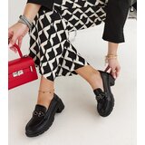 Gemre Black eco-leather heeled loafers with metal decoration Lyyli | shoptok.hr
