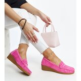 Gemre Dark pink suede wedge loafers Sakena | Shoptok.si
