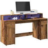  Radni stol s LED svjetlima boja starog drva 160x55x91 cm drveni | Eponuda.ba