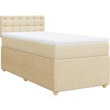 vidaXL Box spring postelja z vzmetnico krem 100x200 cm blago, (21306839) | Shoptok.si
