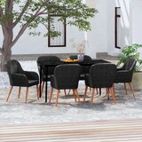  7-dijelni vrtni blagovaonski set s jastucima crni | shoptok.hr