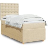 vidaXL Box spring postelja z vzmetnico krem 90x190 cm blago | Shoptok.si